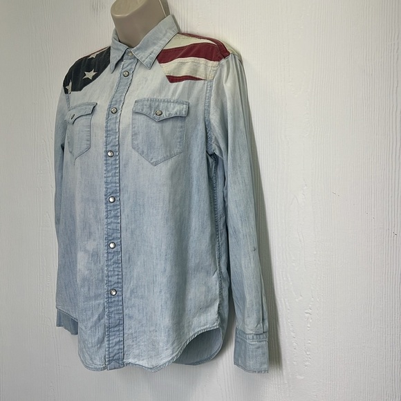 Ralph Lauren - American Flag Chambray Denim Button Down Denim Shirt Size Small - Picture 5 of 11